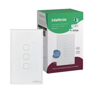 Interruptor inteligente Touch wi-fi com 3 teclas EWS 1003 Intelbras